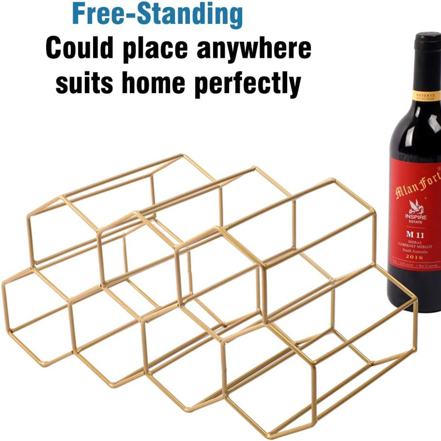 Urban Deco 9 Bottle Brass Countertop Wine Rack
