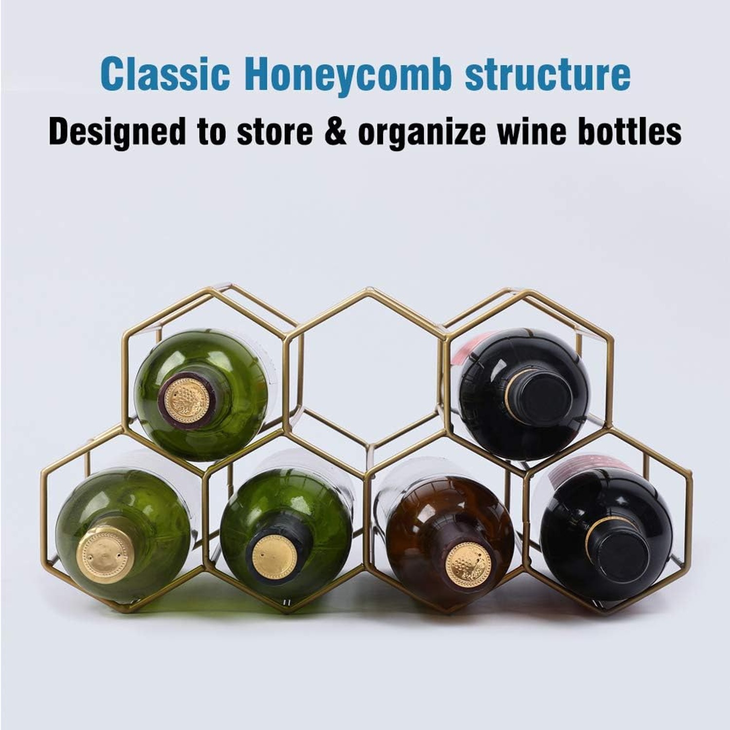 Urban Deco 9 Bottle Brass Countertop Wine Rack