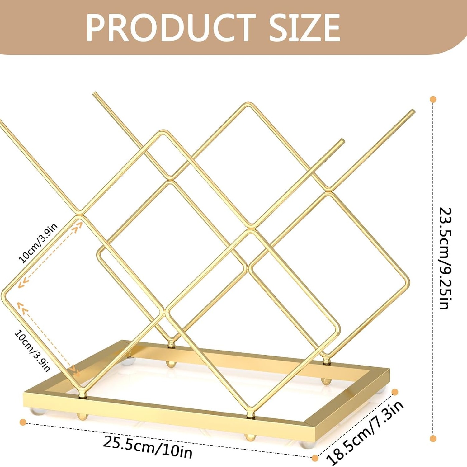 Urban Deco 5 Bottle Gold Countertop Wine Rack