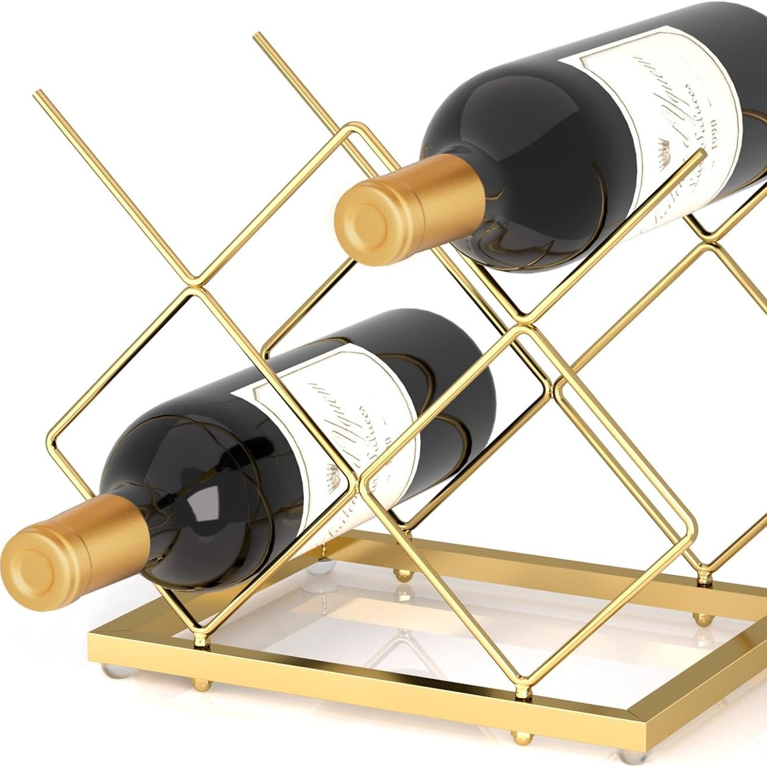 Urban Deco 5 Bottle Gold Countertop Wine Rack