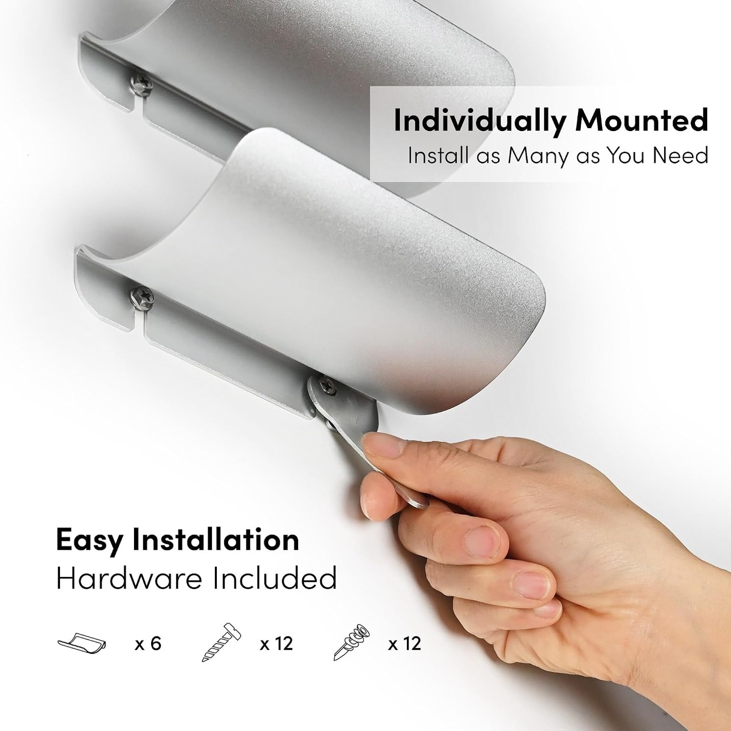 Wall Mounted Wine Bottle Rack (Set of 6, Anodised Aluminium)