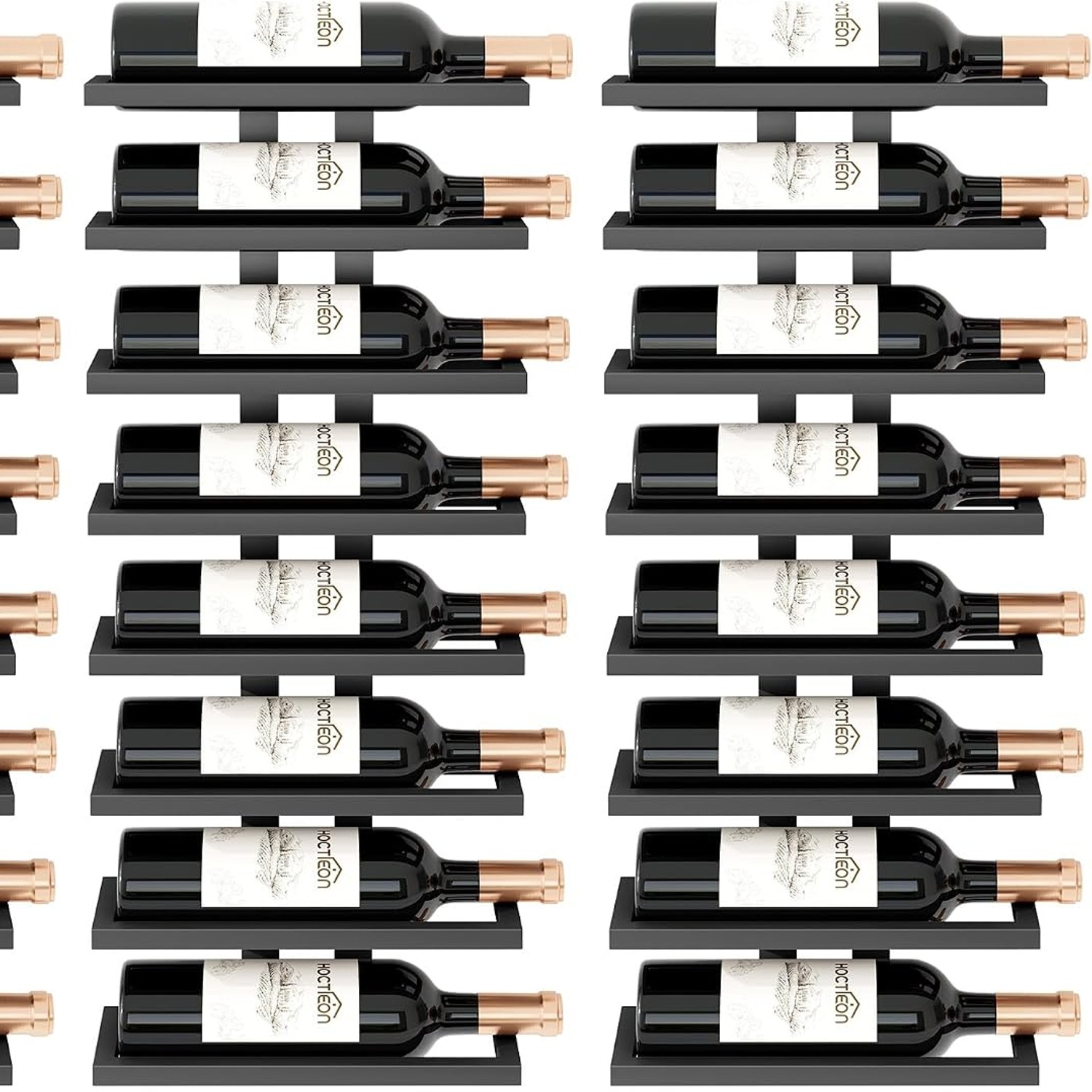 16-Bottle Wall Mounted Wine Rack Set (2 Pack, 8 Tier Each)