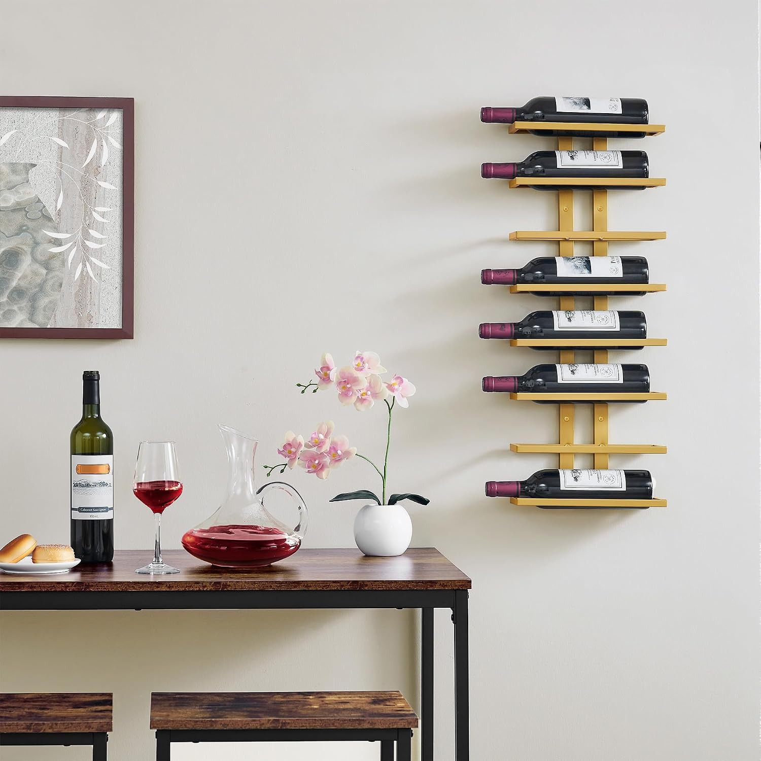 16-Bottle Wall Mounted Wine Rack Set (2 Pack, 8 Tier Each): image 9