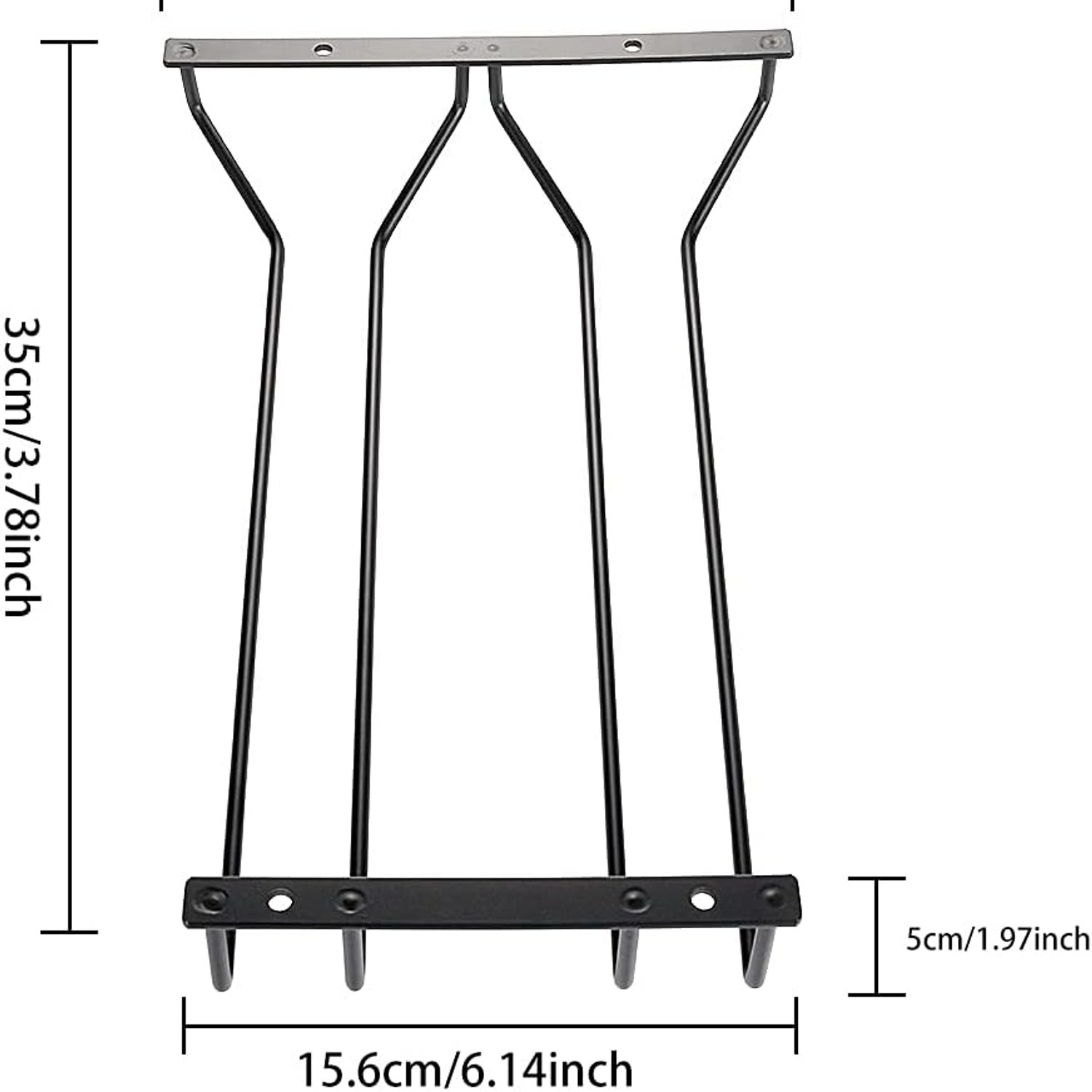 Black Wine Glass Rack 35cm Under-Cabinet Stemware Holder