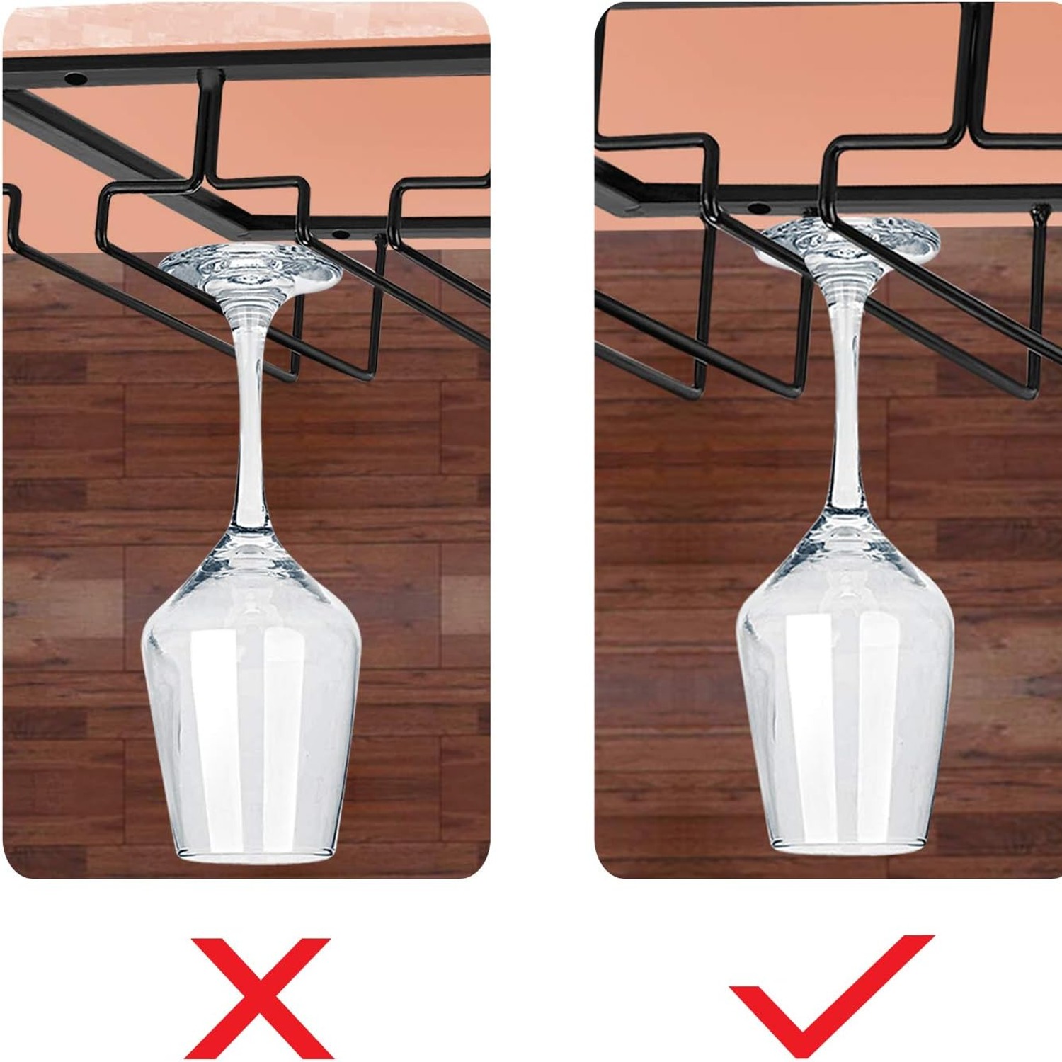 4 Row Under Cabinet Wine Glass Rack